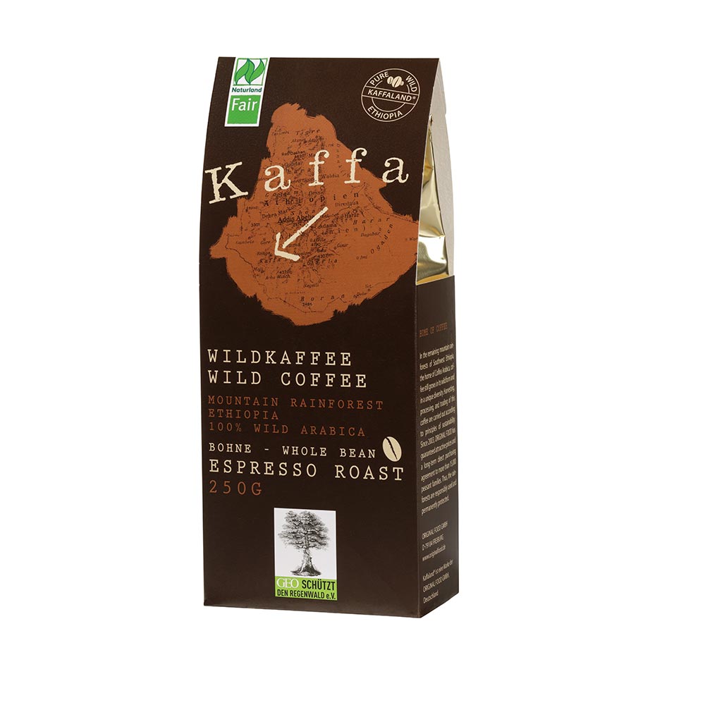 Kaffa Fairtrade Wildkaffee Espresso ganze Bohne