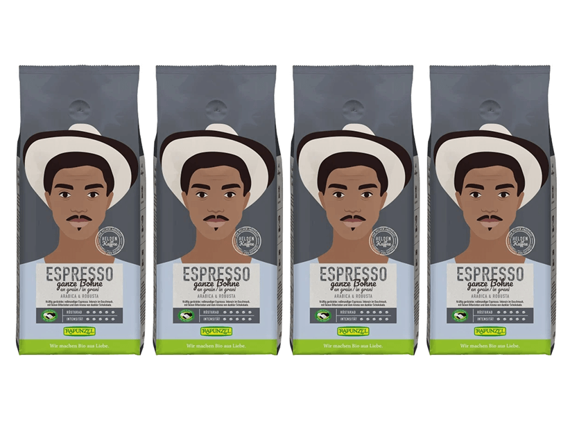 Rapunzel Heldenkaffee Espresso Bohne 4er Set