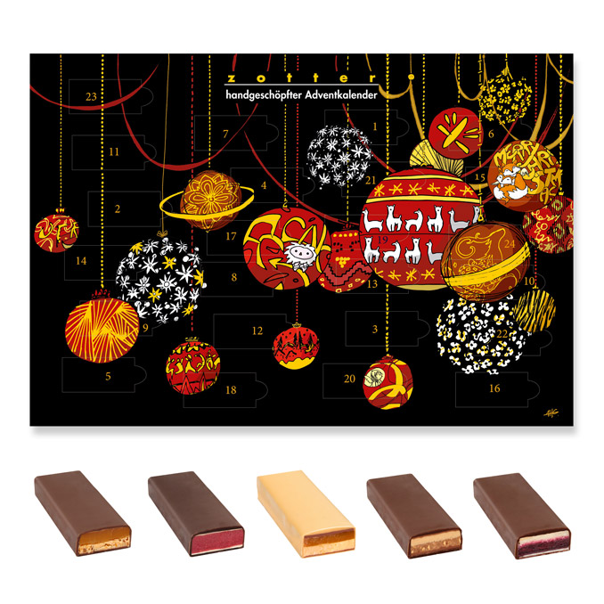 Zotter Adventskalender handgeschöpfte Schokoladen