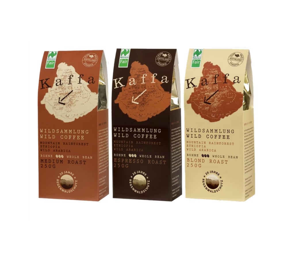 Kaffa Fairtrade Wildkaffee 3er Set ganze Bohne