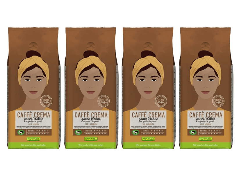 Rapunzel Heldenkaffee Caffè Crema Bohne 4er Set