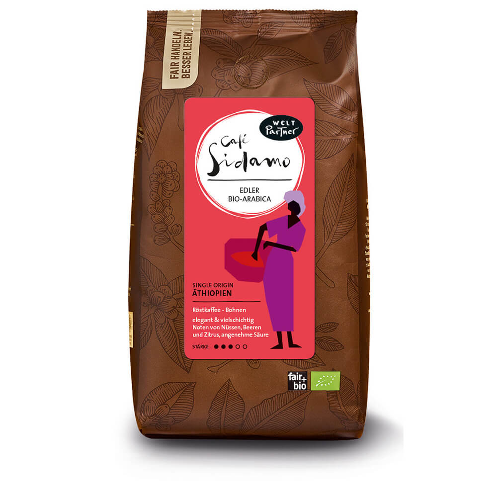 Weltpartner Café Sidamo Arabica ganze Bohne