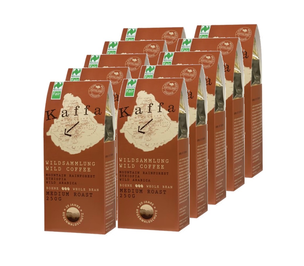 Kaffa Wildkaffee medium Bohne 10er Set