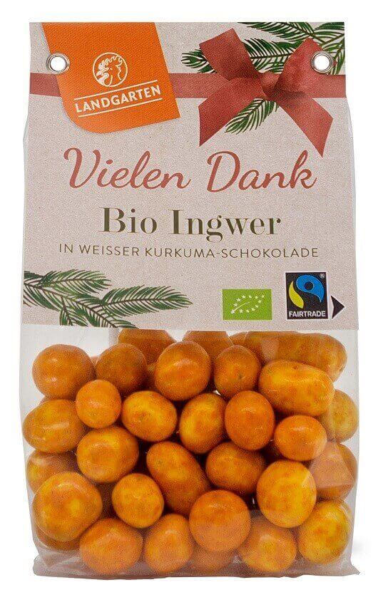 Landgarten Bio Ingwer in weißer Kurkuma Schokolade