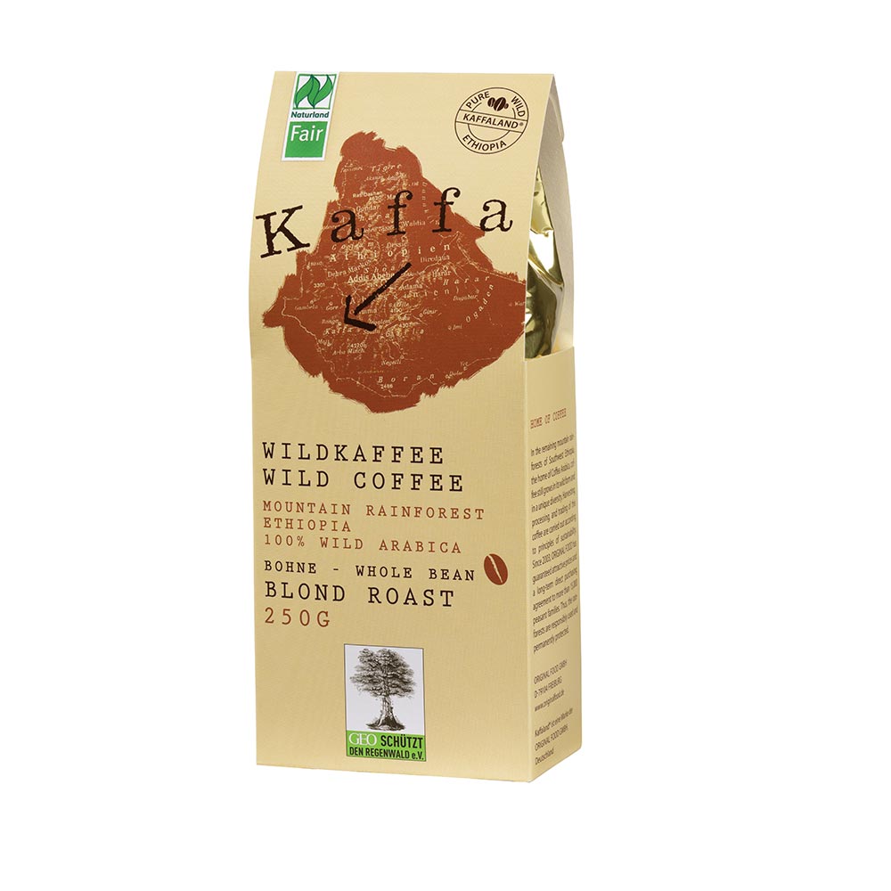 Kaffa Fairtrade Wildkaffee mild ganze Bohne